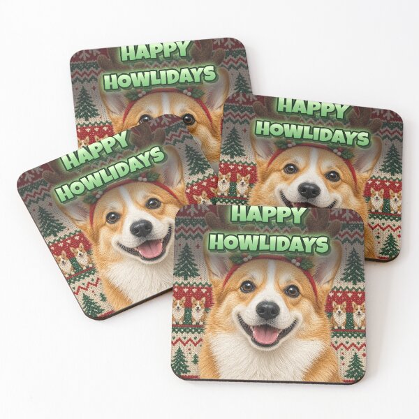 Item preview, Corgi Ugly Christmas Sweater Shirt Happy Howlidays Reindeer Corgi All Over Print designed and sold by Ember Lane Designs.