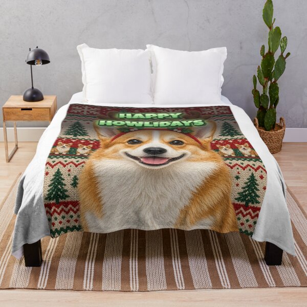 Item preview, Corgi Ugly Christmas Sweater Shirt Happy Howlidays Reindeer Corgi All Over Print designed and sold by Ember Lane Designs.