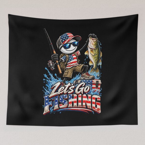 Item preview, Let's Go Fishing American Flag Fisherman Gift designed and sold by Ultimate Threads.