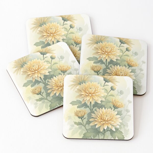 Item preview, Soft Cream Chrysanthemums in Muted Watercolor designed and sold by VelloomStore.