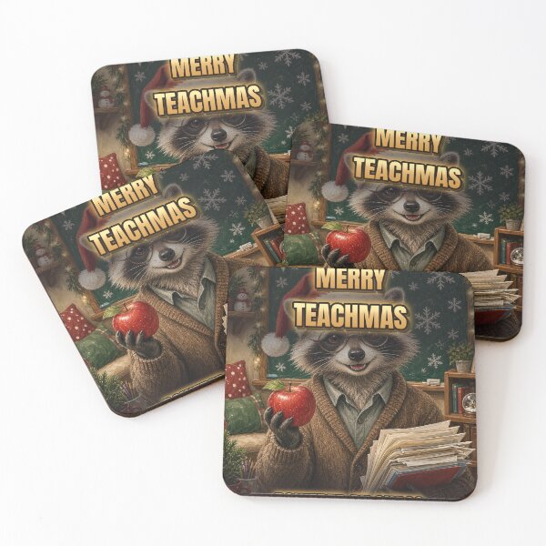 Item preview, Merry Teachmas Christmas Teacher Shirt Funny Raccoon Teacher Gift All Over Print designed and sold by Ember Lane Designs.