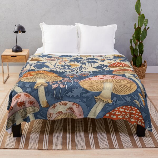 Item preview, Retro mushrooms illustration in red and blue designed and sold by LeAllureVintage.