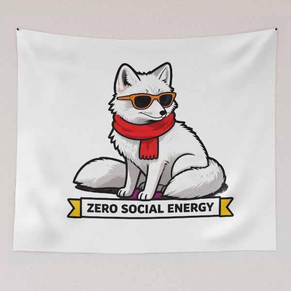 Item preview, Zero Social Energy - Funny Introvert Arctic Fox Aesthetic designed and sold by Arc2020.