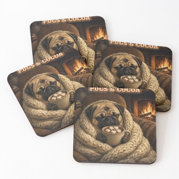 Item preview, Pugs and Cocoa Cozy Pug Shirt Do Not Disturb Hot Chocolate Blanket All Over Print designed and sold by Ember Lane Designs.