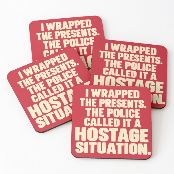 Item preview, Funny Christmas Gift Wrapping Hostage Situation designed and sold by POD DYNASTY | Original Print On Demand T-Shirt Graphics.