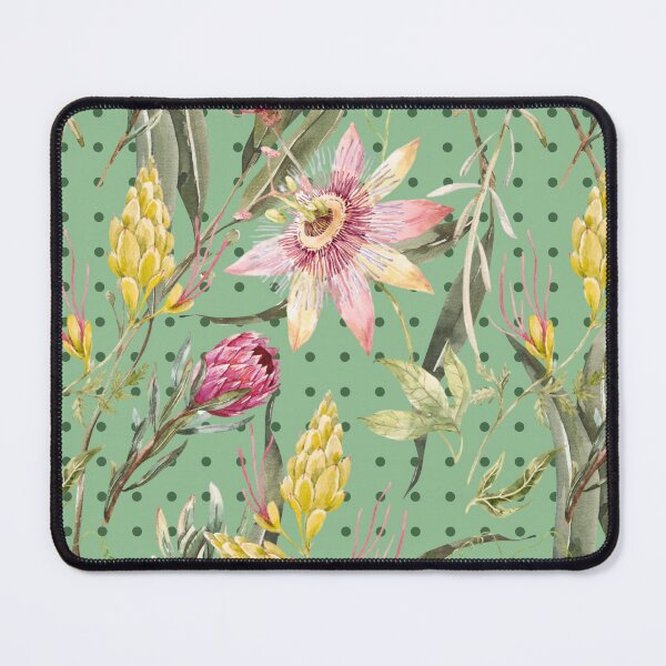 Item preview, Australian Native Flower Pattern Dots Gum Leaves designed and sold by GeoGoose.