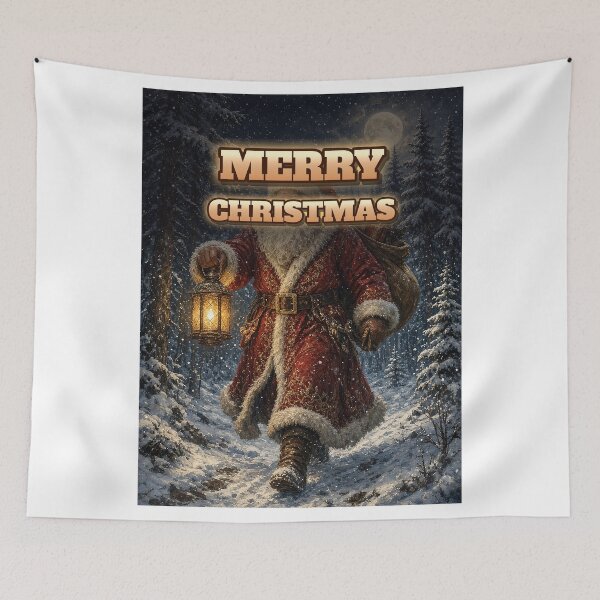 Item preview, Vintage Santa Claus Shirt Old World Santa Lantern Snowy Forest Christmas All Over Print designed and sold by Ember Lane Designs.