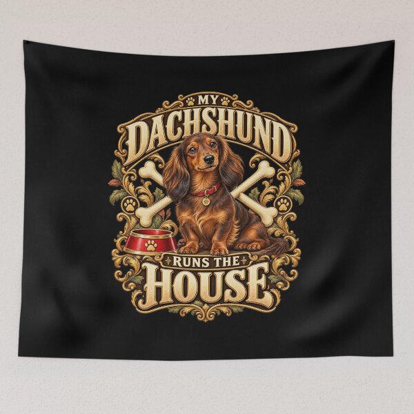 Item preview, My Dachshund Runs the House – Funny Dog Dad, Dachshund Lover and Sausage Dog Humor Design designed and sold by Trendably.