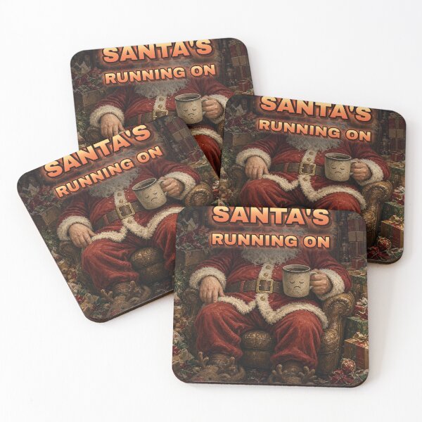 Item preview, Funny Tired Santa Shirt Running on Coffee and Cookies Christmas Coffee Lover All Over Print designed and sold by Ember Lane Designs.