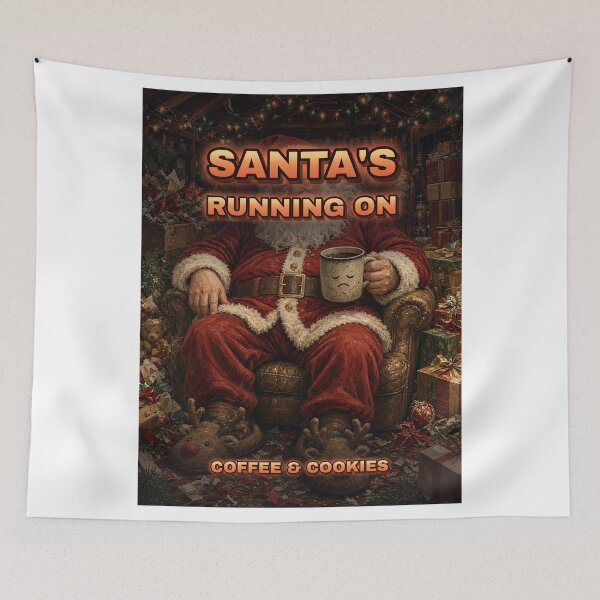 Item preview, Funny Tired Santa Shirt Running on Coffee and Cookies Christmas Coffee Lover All Over Print designed and sold by Ember Lane Designs.