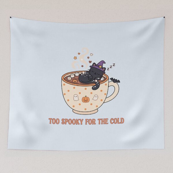 Item preview, Too Spooky For The Cold Cute Black Cat Mug Art designed and sold by Fine-Arts-Lab.