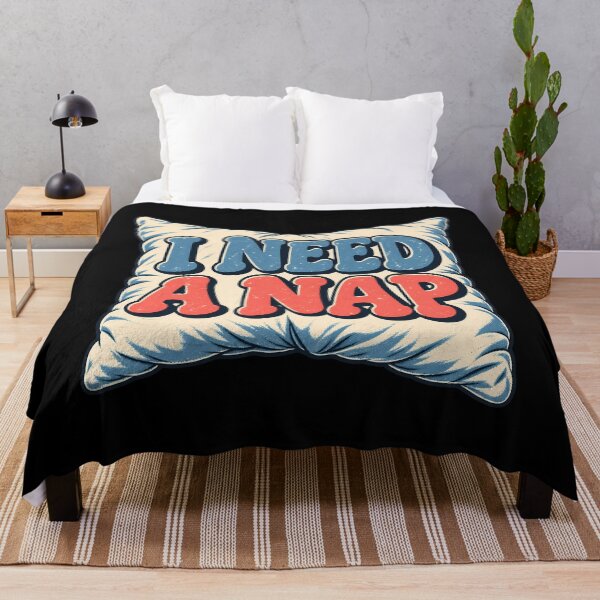 Item preview, I Need A Nap Funny Retro Sleeping Pillow Tired Humor designed and sold by Photo-Sphere101.
