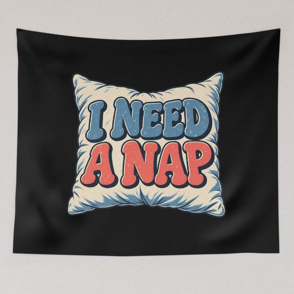 Item preview, I Need A Nap Funny Retro Sleeping Pillow Tired Humor designed and sold by Photo-Sphere101.