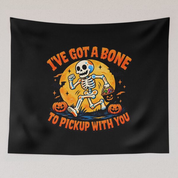 Item preview, Skeleton Bone Pickup Halloween Moon Bats Pumpkins designed and sold by SoyLamderma.