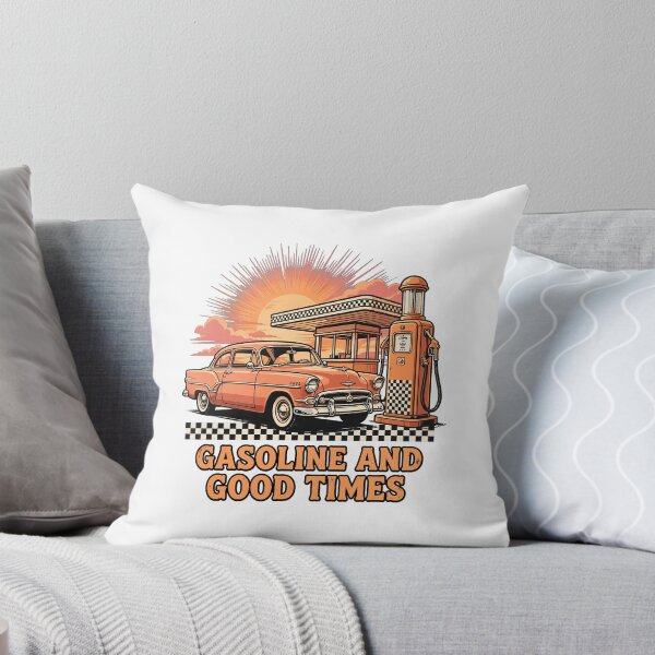 Item preview, Gasoline and Good Times Retro Classic Car Gas Station Tee designed and sold by Dudas Garage & Outdoors.