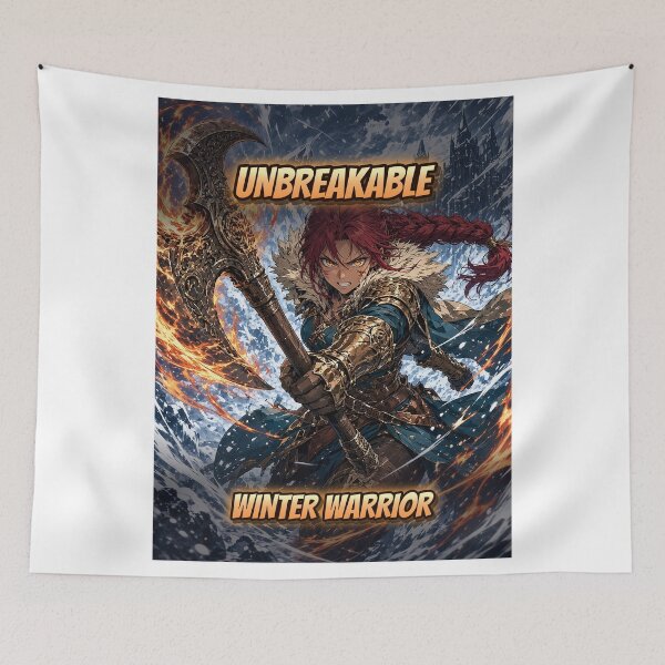 Item preview, Anime Warrior Shirt Original Shonen Style Flame Axe Winter Warrior Manga Art All Over Print designed and sold by Ember Lane Designs.