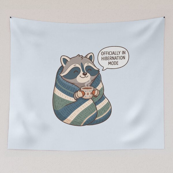 Item preview, Officially In Hibernation Mode Cute Raccoon Cozy Art designed and sold by Fine-Arts-Lab.