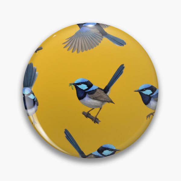 Item preview, Superb Fairywren – Blue Wren Pattern on Sunflower Yellow designed and sold by Helt-enkelt.