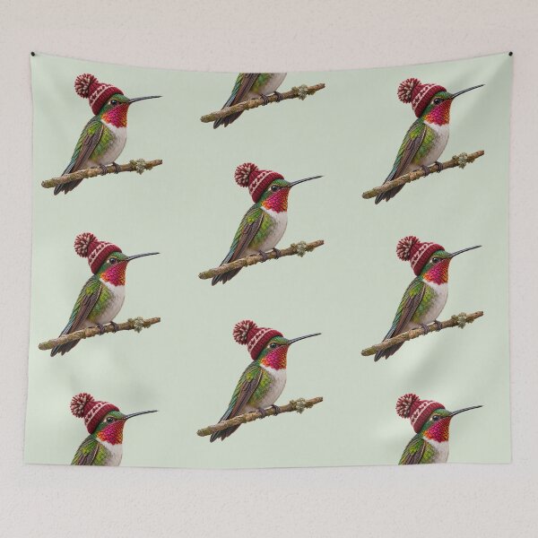 Item preview, Hummingbird Wearing a Winter Beanie Birdwatcher Gift designed and sold by tarzbol.