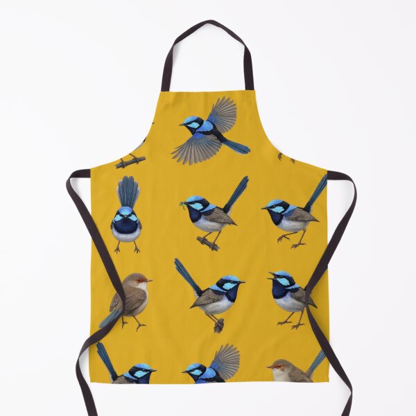 Item preview, Superb Fairywren – Blue Wren Pattern on Sunflower Yellow designed and sold by Helt-enkelt.