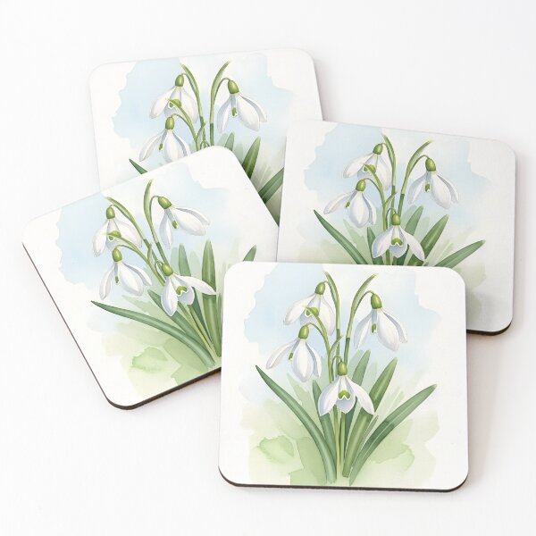 Item preview, Nodding White Snowdrops with Soft Green Wash designed and sold by VelloomStore.