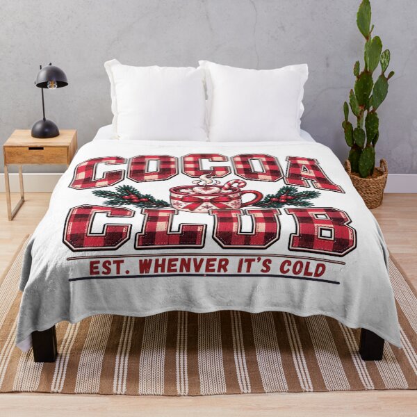 Item preview, Hot Cocoa Christmas – Buffalo Plaid Cocoa Club and Candy Cane | Typography design. designed and sold by Wild Mood Co..