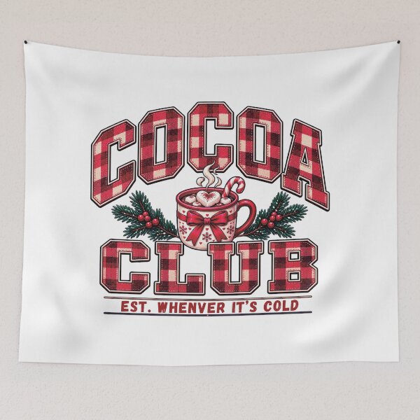 Item preview, Hot Cocoa Christmas – Buffalo Plaid Cocoa Club and Candy Cane | Typography design.  designed and sold by Wild Mood Co..