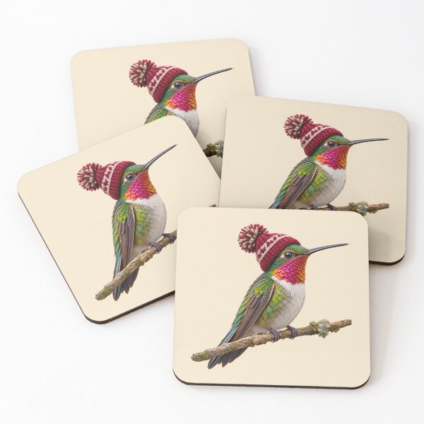Item preview, Hummingbird Wearing a Winter Beanie Birdwatcher Gift designed and sold by tarzbol.