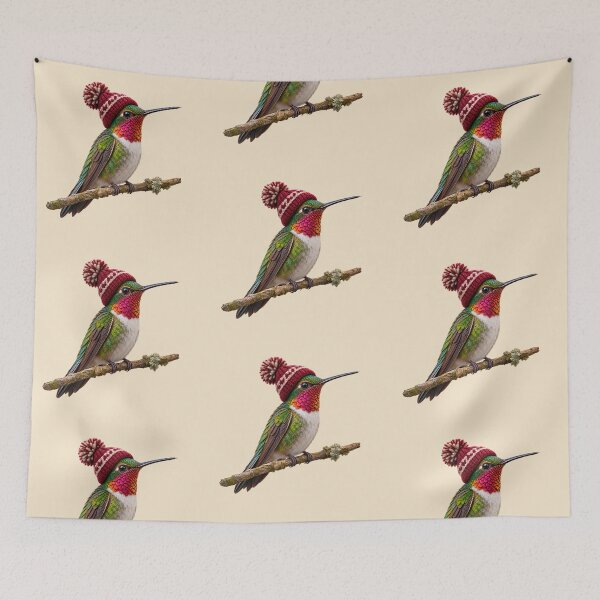 Item preview, Hummingbird Wearing a Winter Beanie Birdwatcher Gift designed and sold by tarzbol.