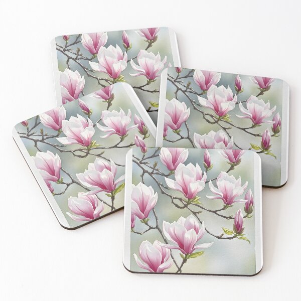 Item preview, Magnolia Branches in Bloom on Grey Green Watercolor designed and sold by VelloomStore.