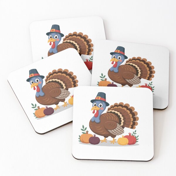 Item preview, Happy Thanksgiving Turkey with Pilgrim Hat and Colorful Pumpkins designed and sold by Affiliora.