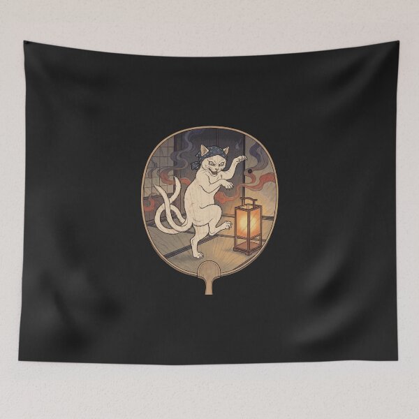 Item preview, Bakeneko – Dancing Cat Yokai Woodblock Print designed and sold by Odd World.