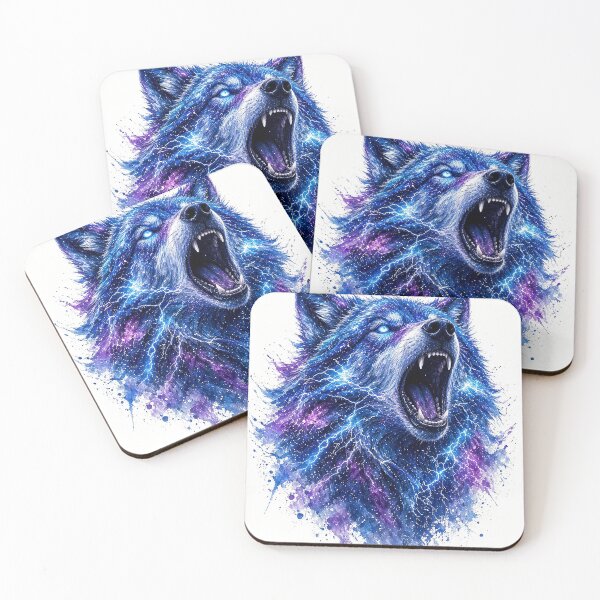 Item preview, Cosmic Wolf Galaxy Nebula Lightning All Over Print Shirt designed and sold by Ember Lane Designs.