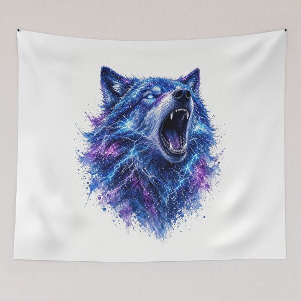 Item preview, Cosmic Wolf Galaxy Nebula Lightning All Over Print Shirt designed and sold by Ember Lane Designs.