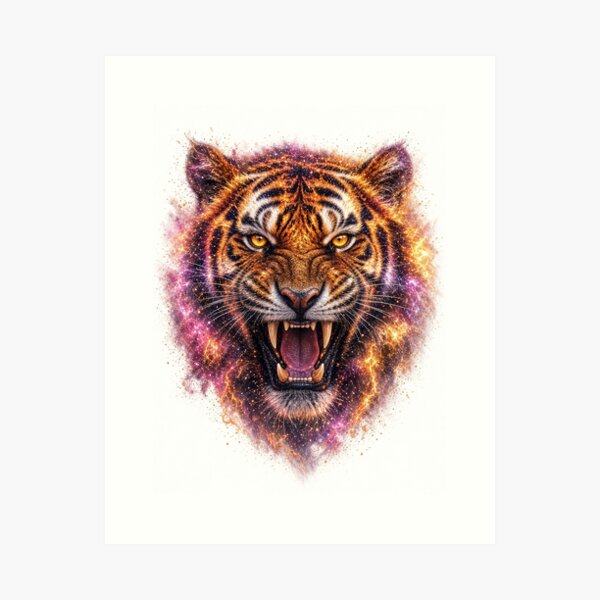 Item preview, Cosmic Tiger Fire Nebula Roaring Tiger All Over Print Shirt designed and sold by Ember Lane Designs.