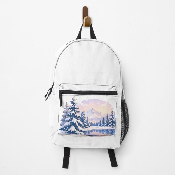 Item preview, Winter Forest Mountain Sticker, Scenic Snow Landscape Clipart designed and sold by Rehnair.