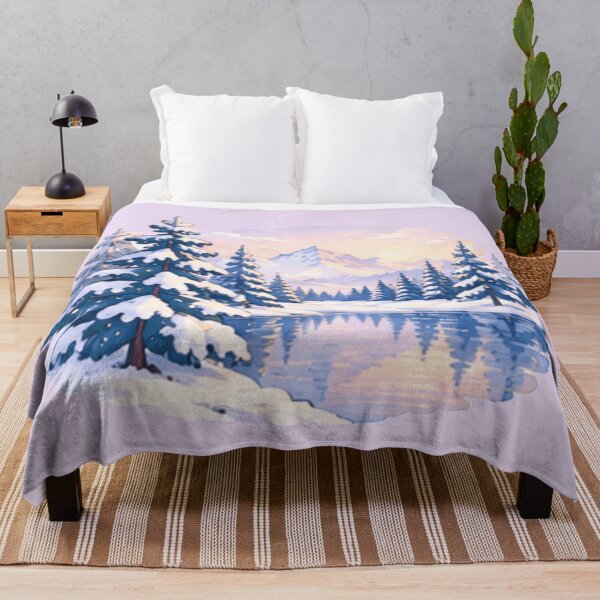 Item preview, Winter Forest Mountain Sticker, Scenic Snow Landscape Clipart designed and sold by Rehnair.