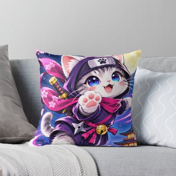 Item preview, Ninja Kitten – Cute Kawaii Cat Under Sakura Moonlight designed and sold by Silken moonlight .