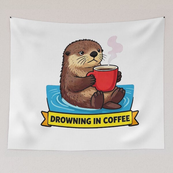 Item preview, Drowning In Coffee - Funny ADHD Sea Otter Caffeine Meme designed and sold by Arc2020.