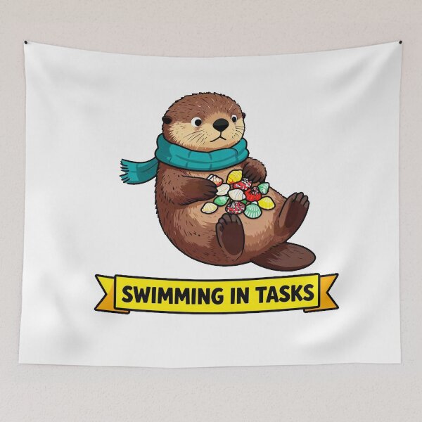 Item preview, Swimming In Tasks - Funny ADHD Sea Otter Meme designed and sold by Arc2020.