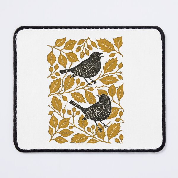 Item preview, Vintage Songbirds Golden Botanical Folk Art designed and sold by NAAYAX.