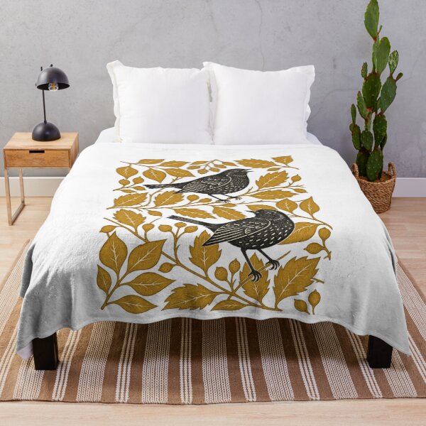 Item preview, Vintage Songbirds Golden Botanical Folk Art designed and sold by NAAYAX.