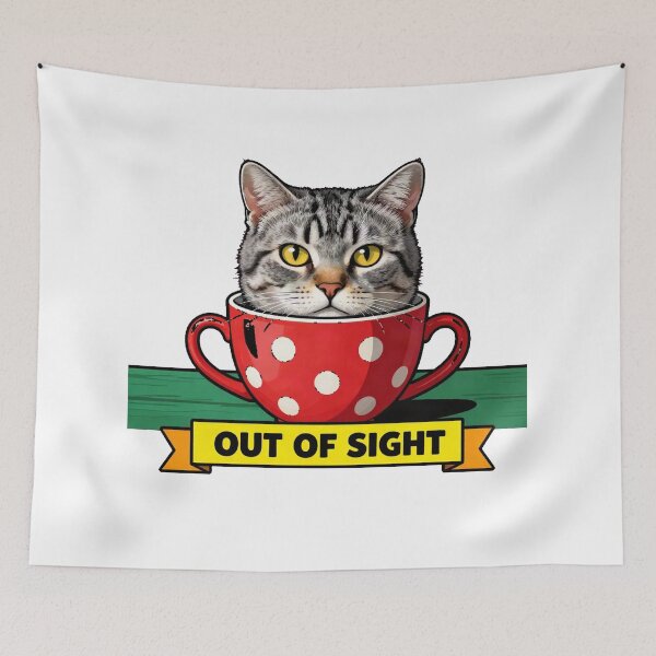 Item preview, Out Of Sight - Introvert Tabby Cat Hiding Meme designed and sold by Arc2020.
