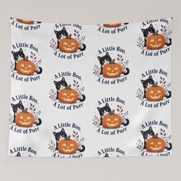 Item preview, Tuxedo Halloween Cat with Smiling Pumpkin Lantern designed and sold by PurrBloom Studio.