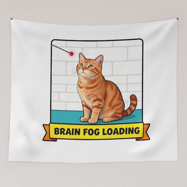 Item preview, Brain Fog Loading - Funny ADHD Tabby Cat Meme designed and sold by Arc2020.