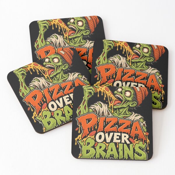 Item preview, Pizza Over Brains Zombie T-Shirt Design designed and sold by THAT-ONE-TEE.