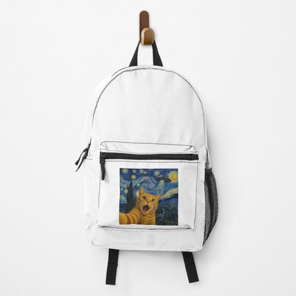 Item preview, Funny Orange Cat Selfie - Van Gogh Starry Night UFO Oil Painting designed and sold by Designshopx.