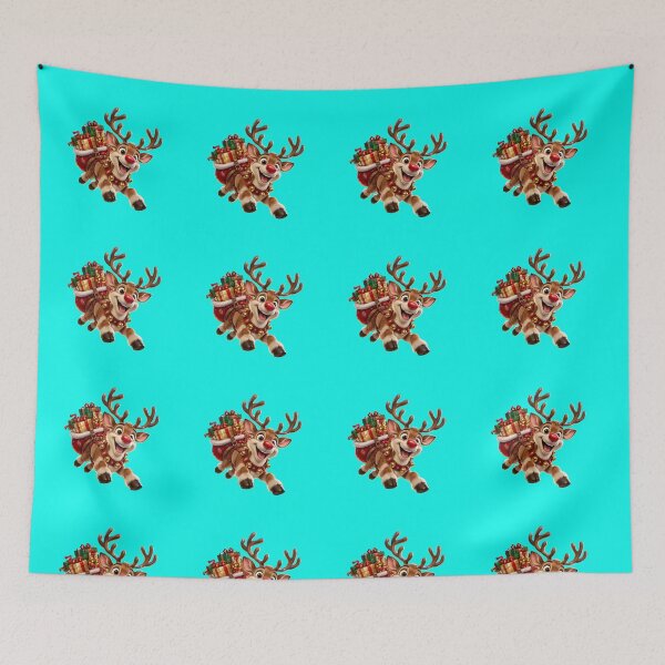 Item preview, Crazy Flying Reindeer Over the Houses designed and sold by Aneta-Design.