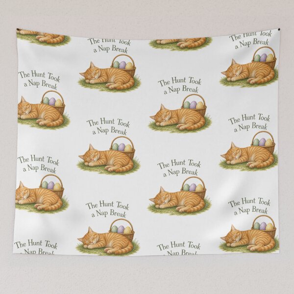 Item preview, Orange Tabby Easter Cat Napping Beside Painted Eggs designed and sold by PurrBloom Studio.
