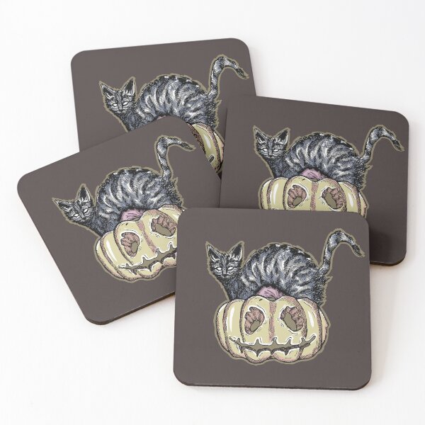 Item preview, Cat & Pumpkin | Gothic Halloween Art | Spooky Illustration designed and sold by Half Mess.